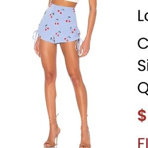 NEW Lovers and Friends Size Medium Cherry Embroidered Sequin Blue Women's Shorts